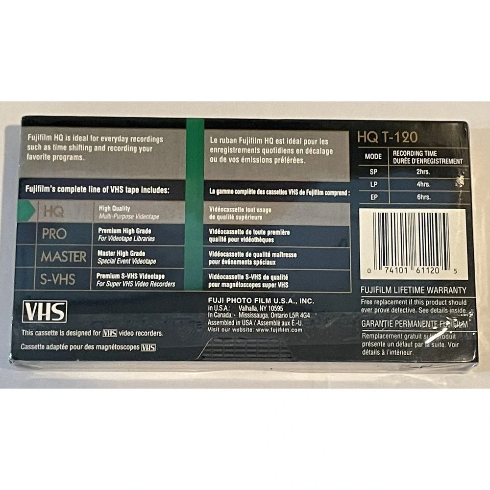 LOT OF 4 -Fuji‎ Film VHS Blank Video Tape 6 hours HQ 120 High Quality New Sealed